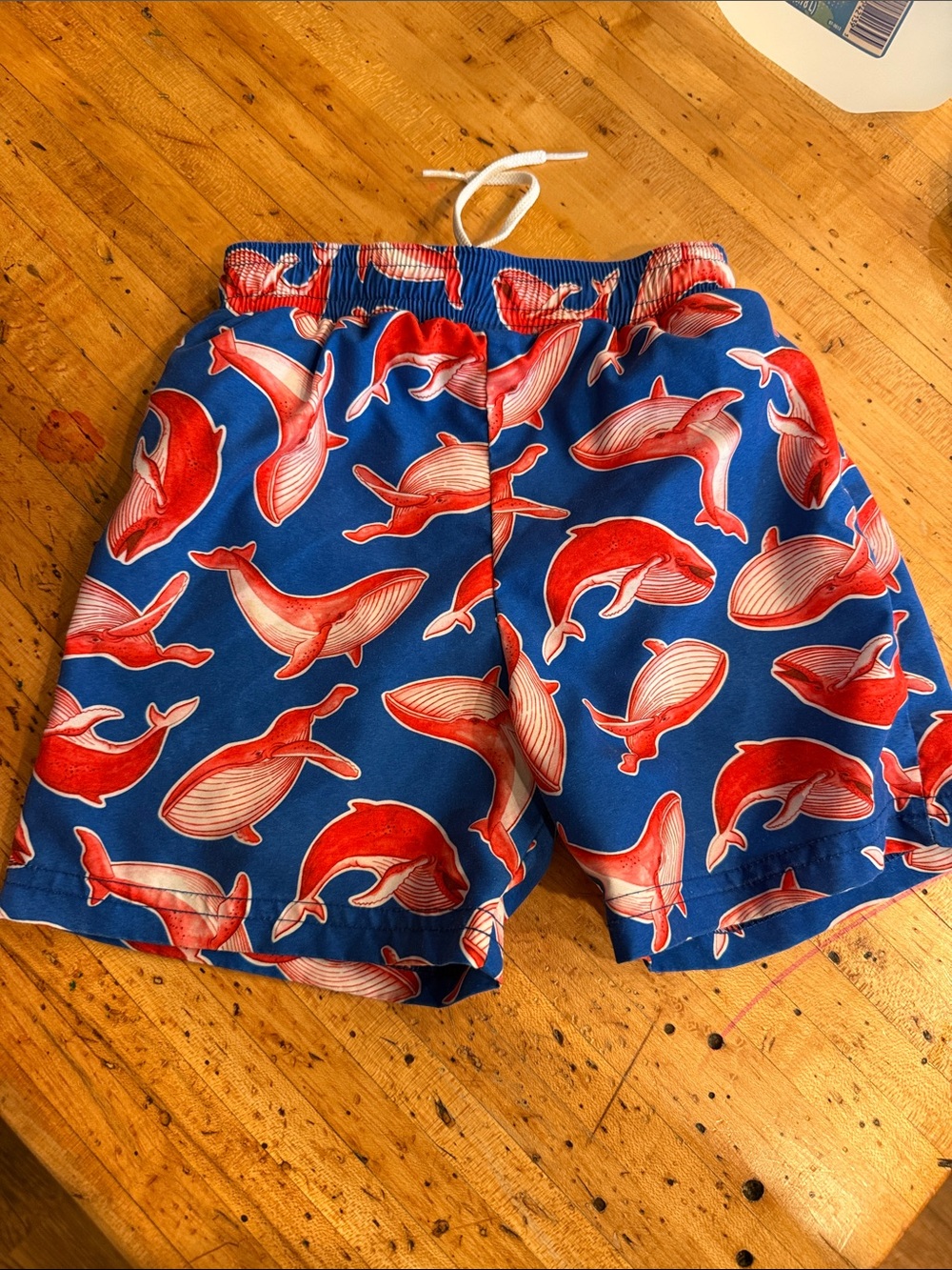 Florence Eiseman Blue Swim Shorts Red Whale small pull but not noticeable